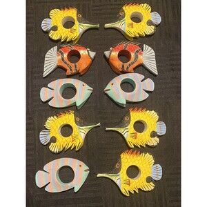 Tropical fish Wooden hand painted napkin holders set of 10